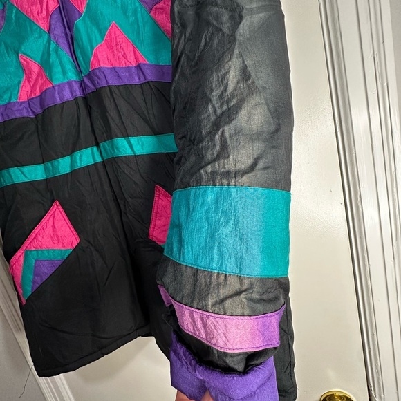 VTG 80’s Huband for Her Puffer Jacket. Geometric pattern Pink, Purple, Teal. Sm - Picture 15 of 15